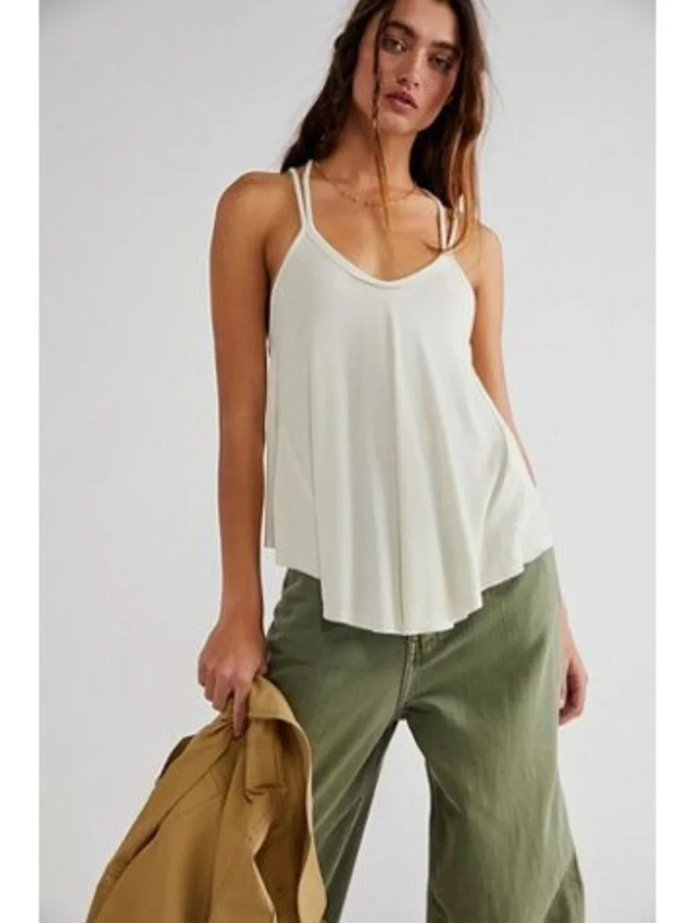 Free People Yellow Strappy Fit V-Neck Relaxed Tank Top Women's Size X-Small XS